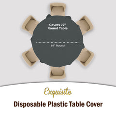 Round Silver Plastic Table Covers | 12 Pack - 84 in.