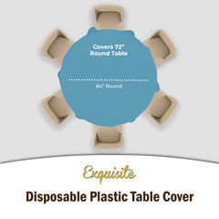 Round Sky Blue Plastic Table Cover - 84 in. | Case of 48