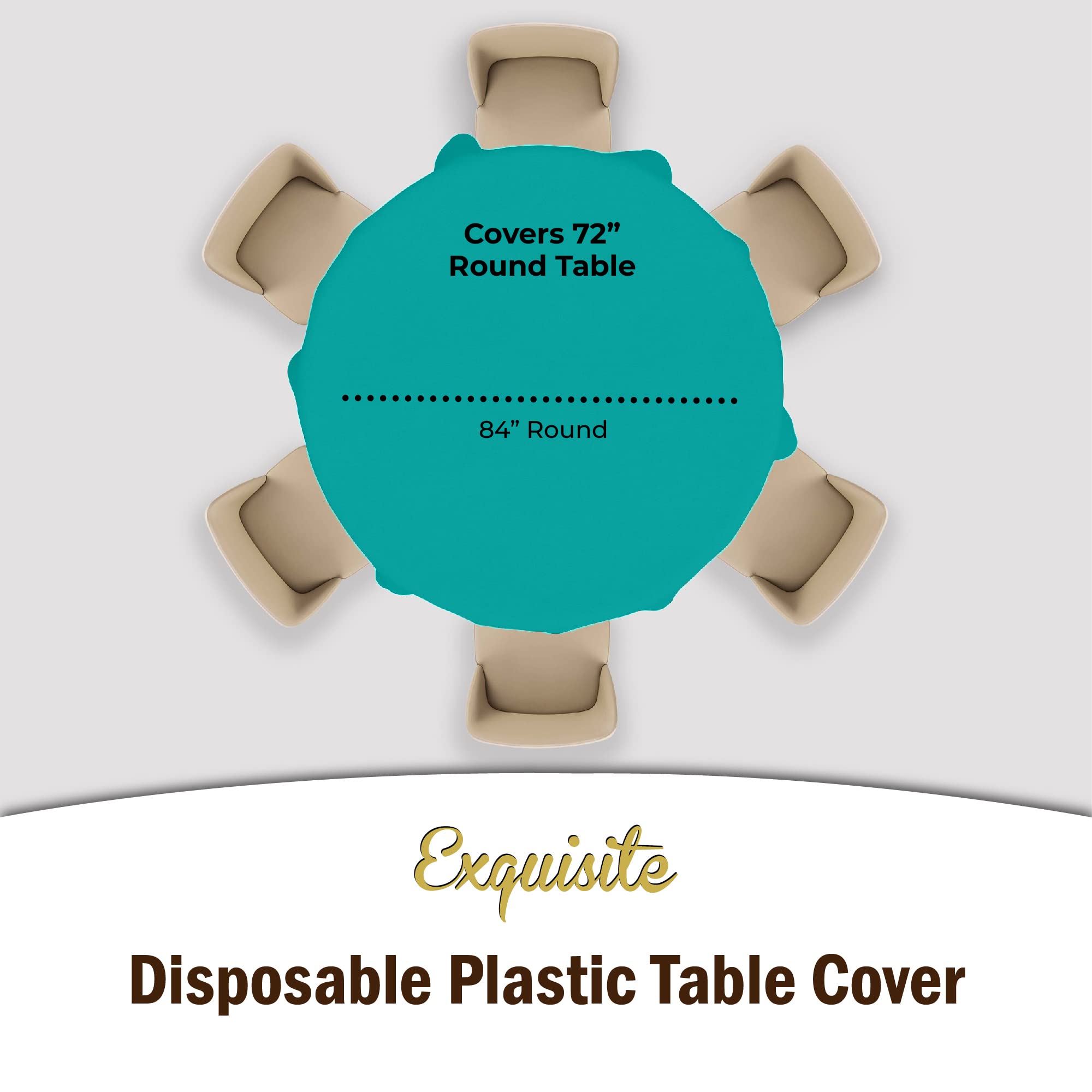 Round Teal Plastic Table Covers | 12 Pack - 84 in.