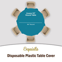 Round Turquoise Plastic Table Covers | 6 Pack
