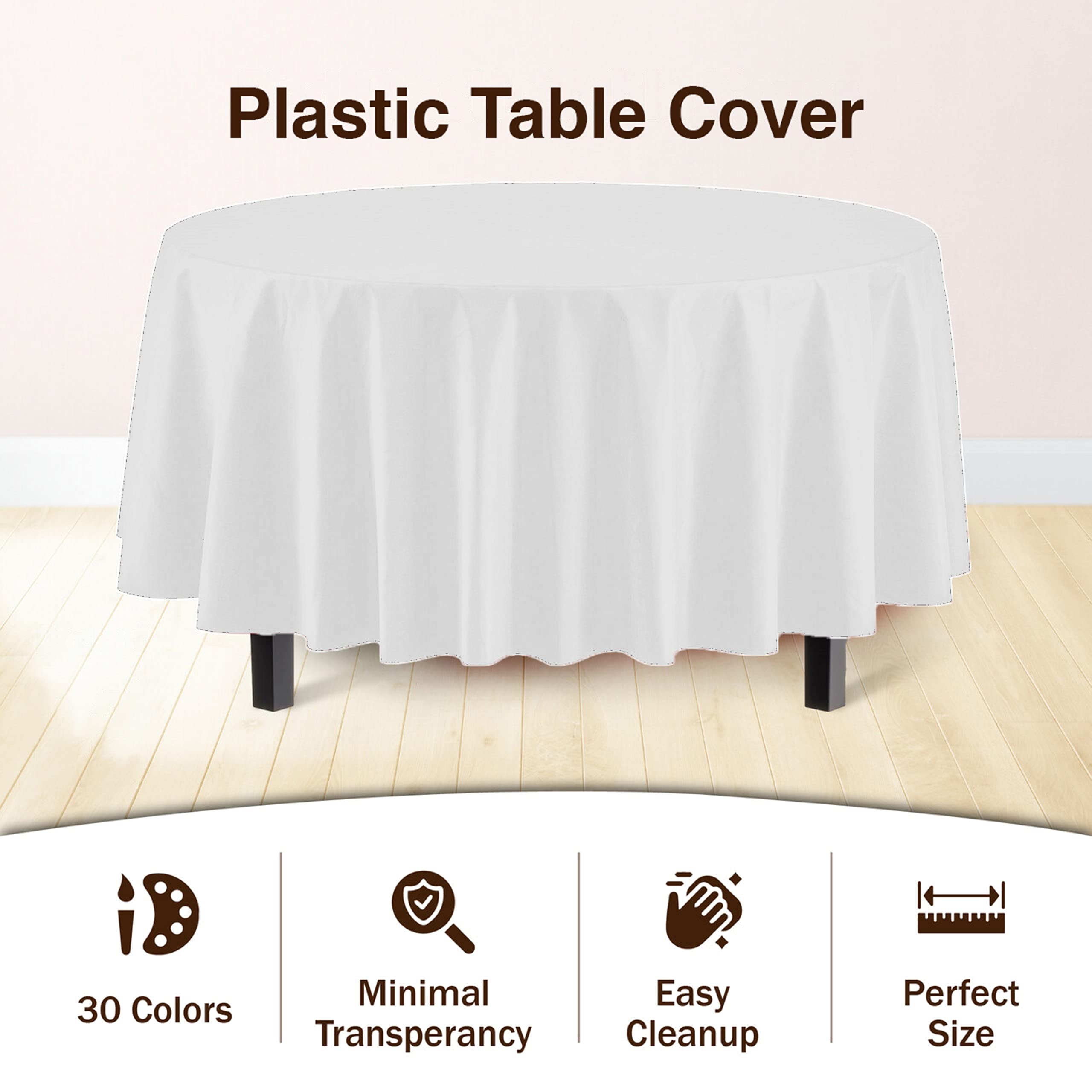 Round White Plastic Table Cover - 84 in. | Case of 48