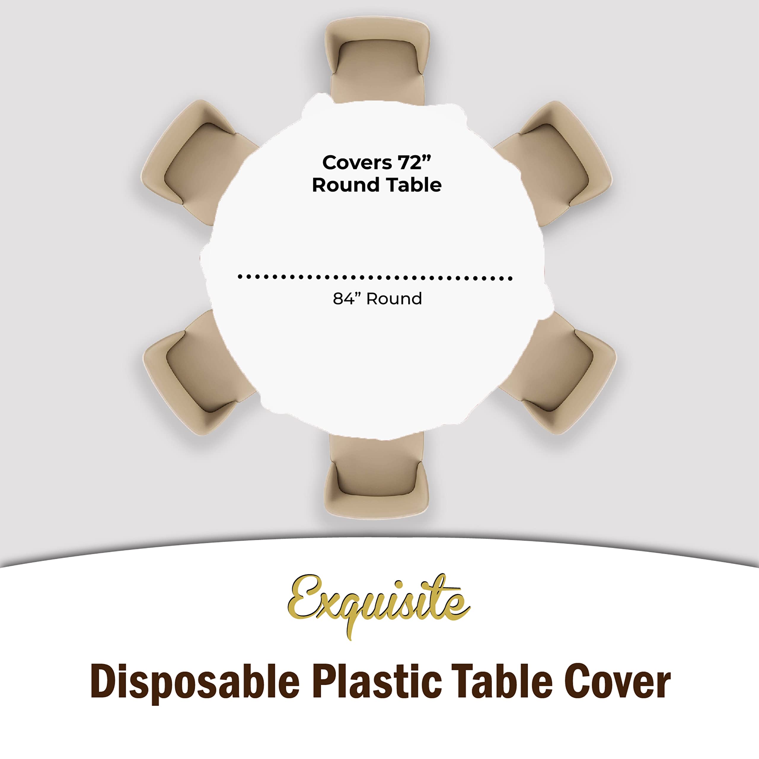 Round White Plastic Table Cover - 84 in. | Case of 48
