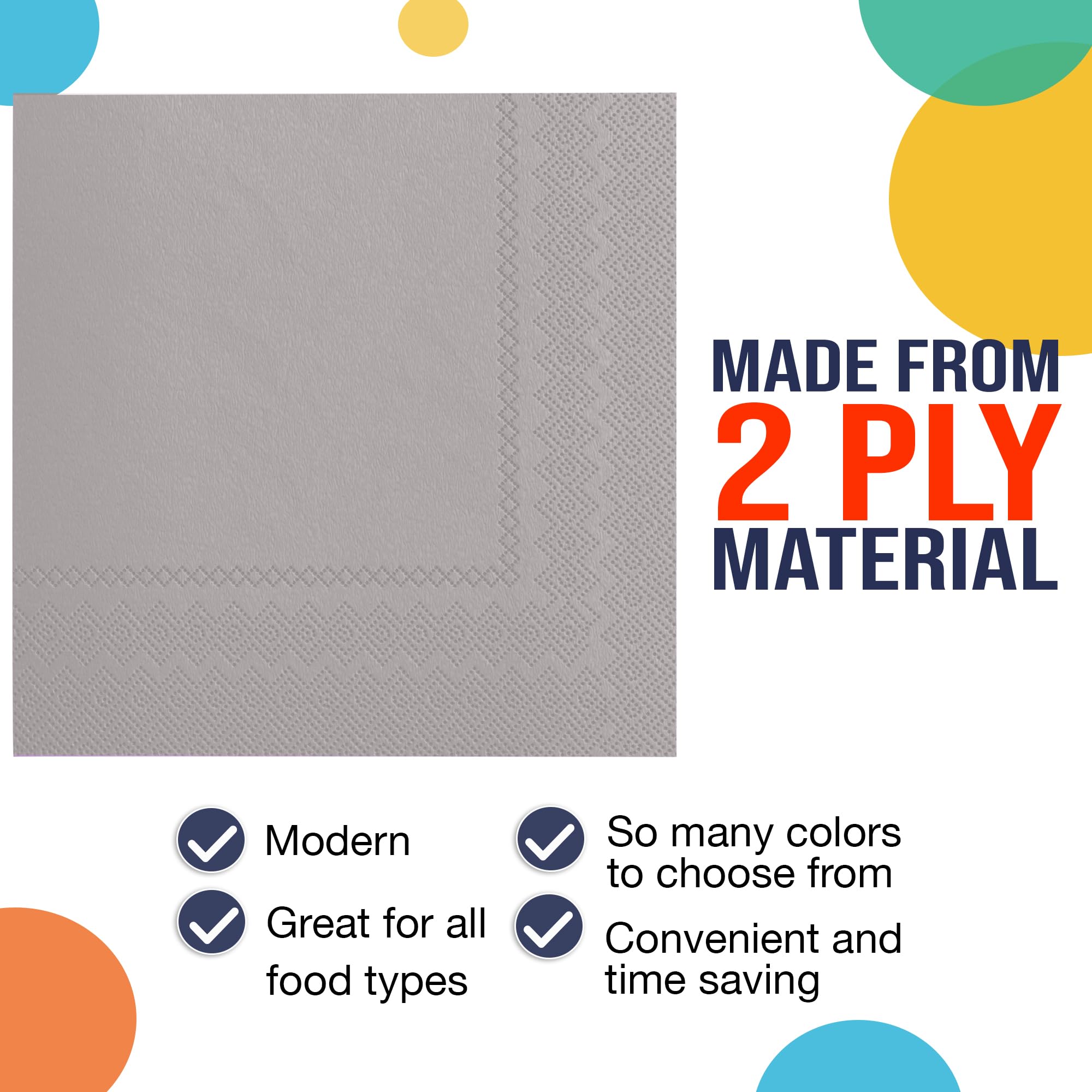 Silver Beverage Napkins - 9 in. | 1800 Count