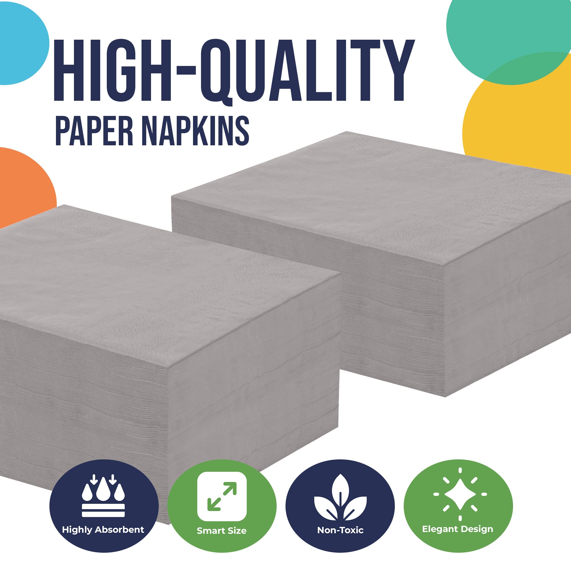 Silver Beverage Napkins - 4.75 in. x 4.75 in. | Case of 3600