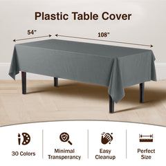 Premium Silver Plastic Table Covers | 6 Pack - 54 In. x 108 In.
