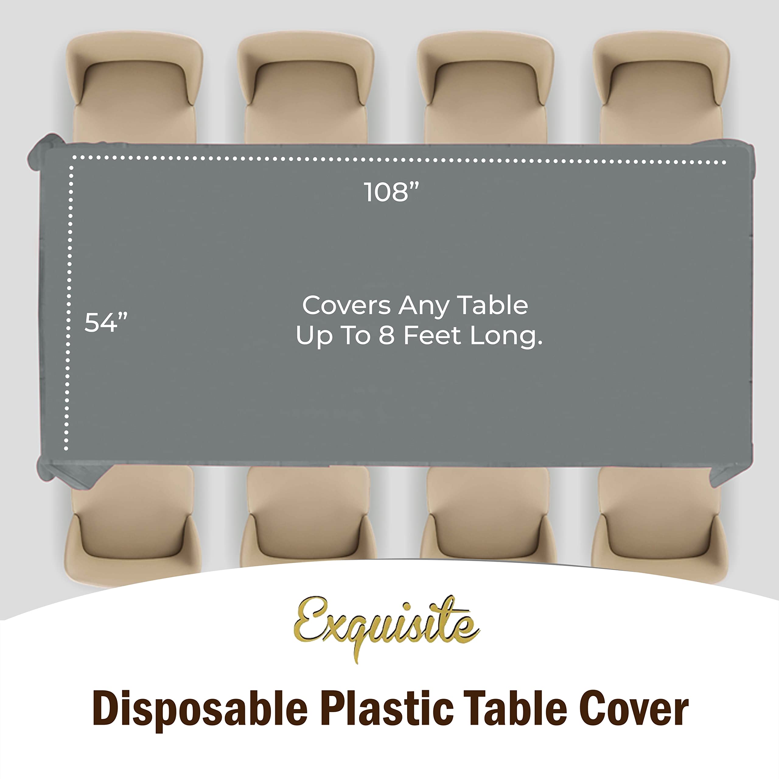 Premium Silver Plastic Table Covers | 12 Count - 54 In. x 108 In.