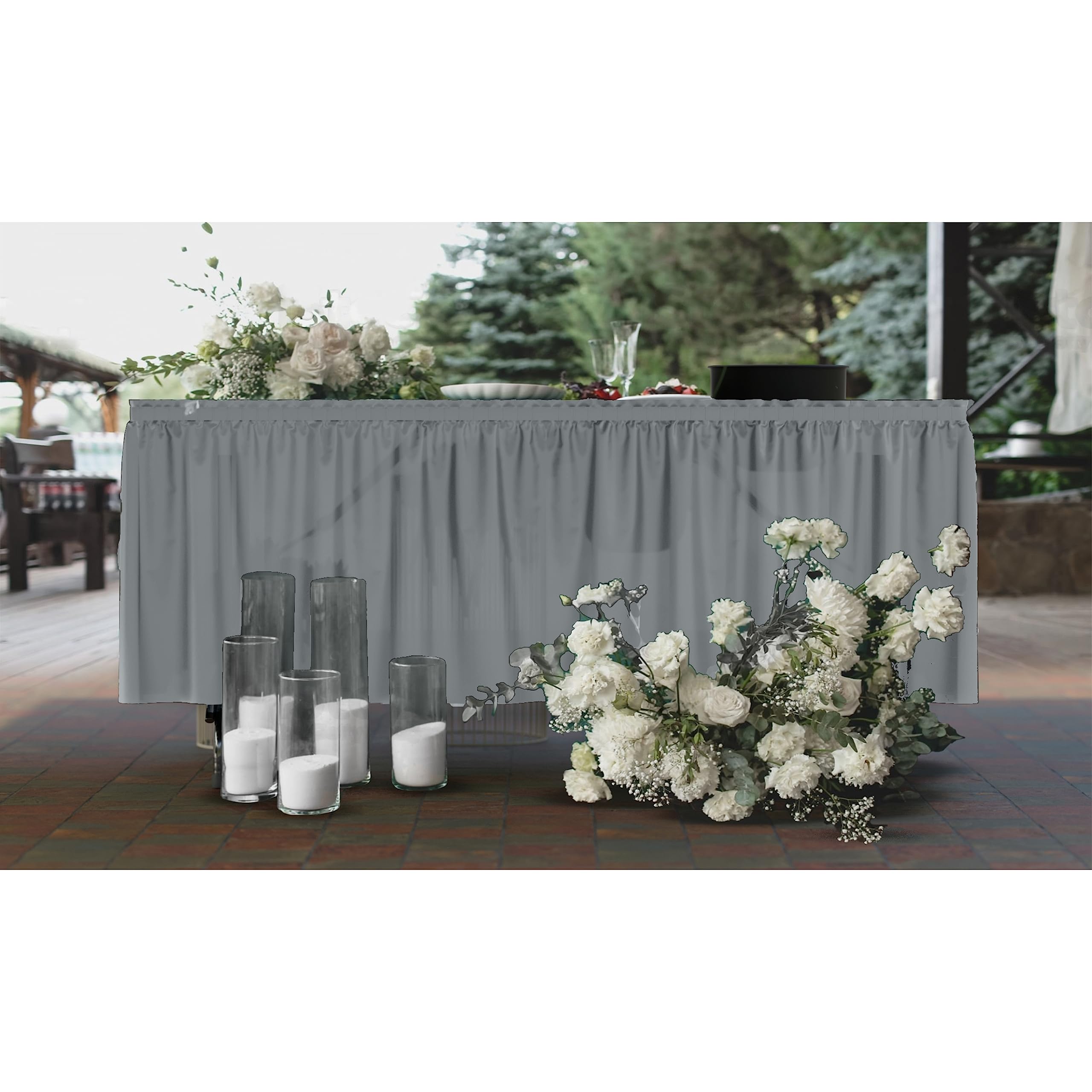 Silver Plastic Table Skirt | Case of 48