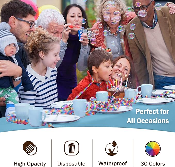 Premium Sky Blue Plastic Table Covers | 6 Pack - 54 In. x 108 In.