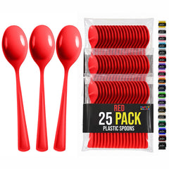 Red Plastic Spoons | 25 Count