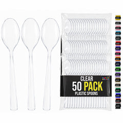 Heavy Duty Clear Plastic Spoons | 7 in. | 50 Count