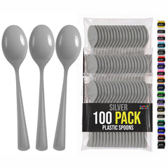 Heavy Duty Silver Plastic Spoons | 7 in. | 100 Count