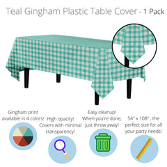 Teal Gingham Table Cover