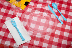 Teal Gingham Table Cover