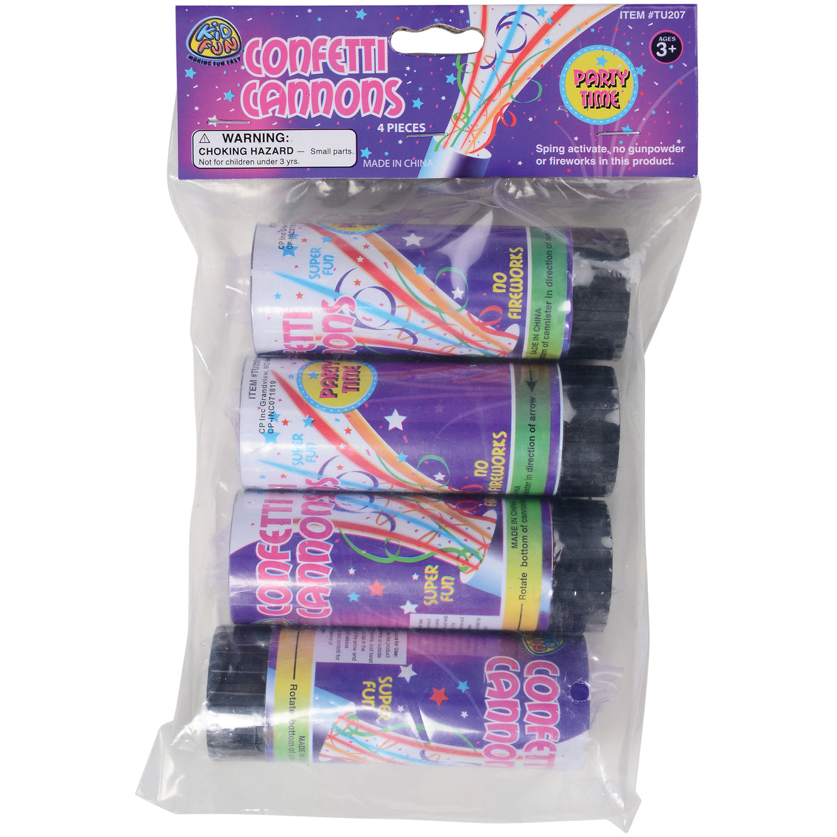 Confetti Cannons/4 Per Pkg - 4 Count