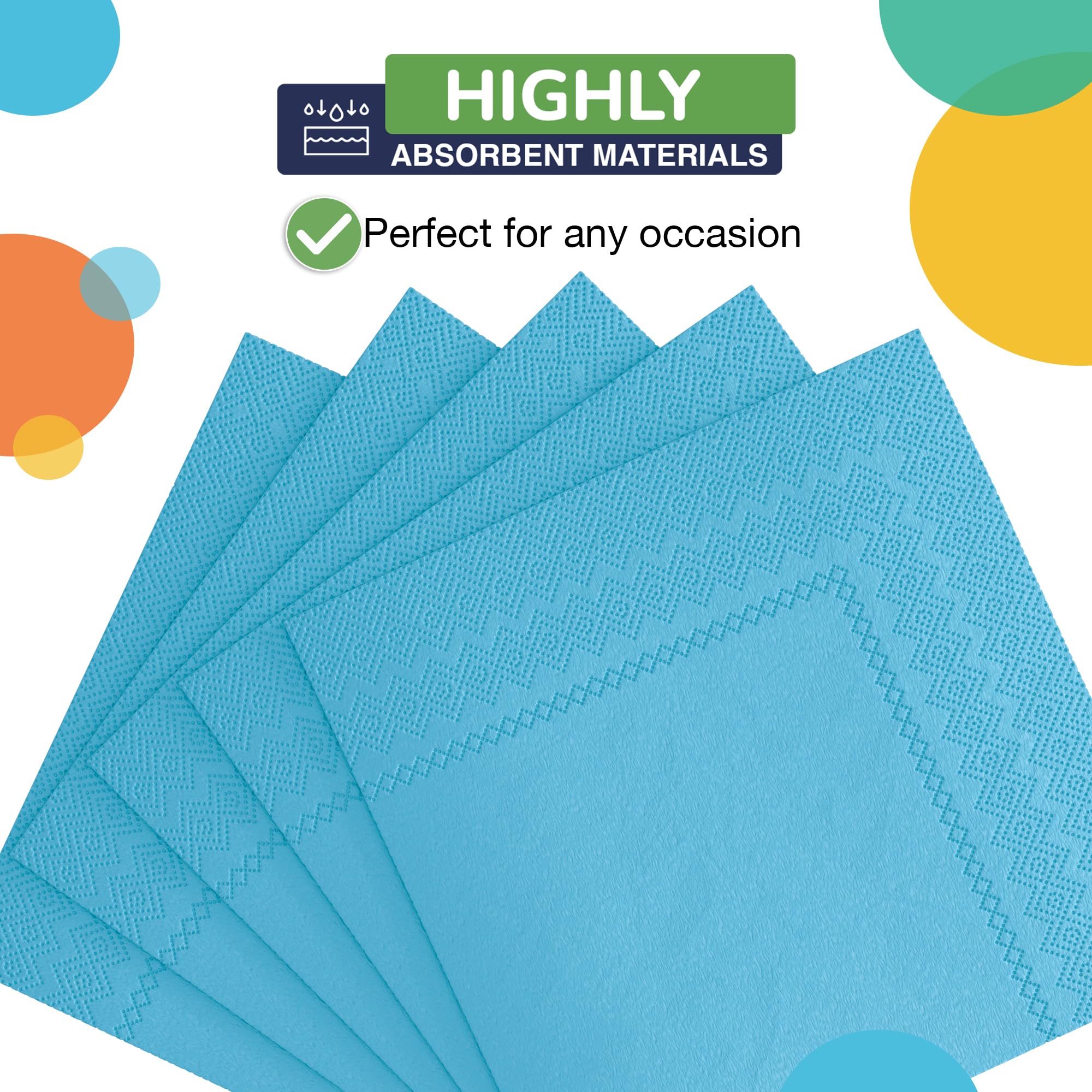 Turquoise Luncheon Napkins - 6.75 in. | 1800 Count