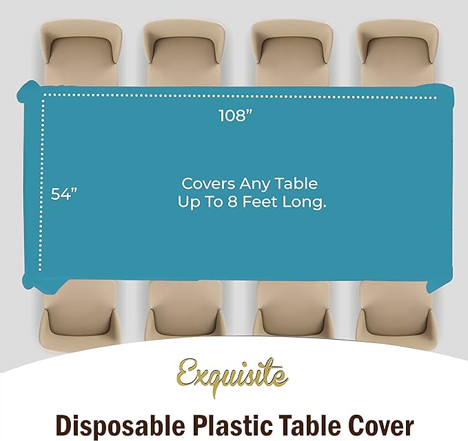Premium Turquoise Plastic Table Covers | 12 Pack - 54 In. x 108 In.
