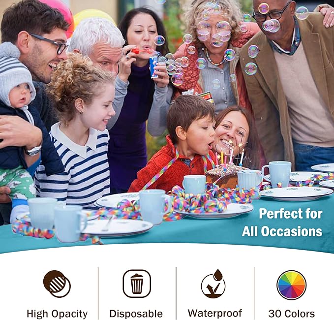 Premium Turquoise Plastic Table Covers | 6 Pack - 54 In. x 108 In.