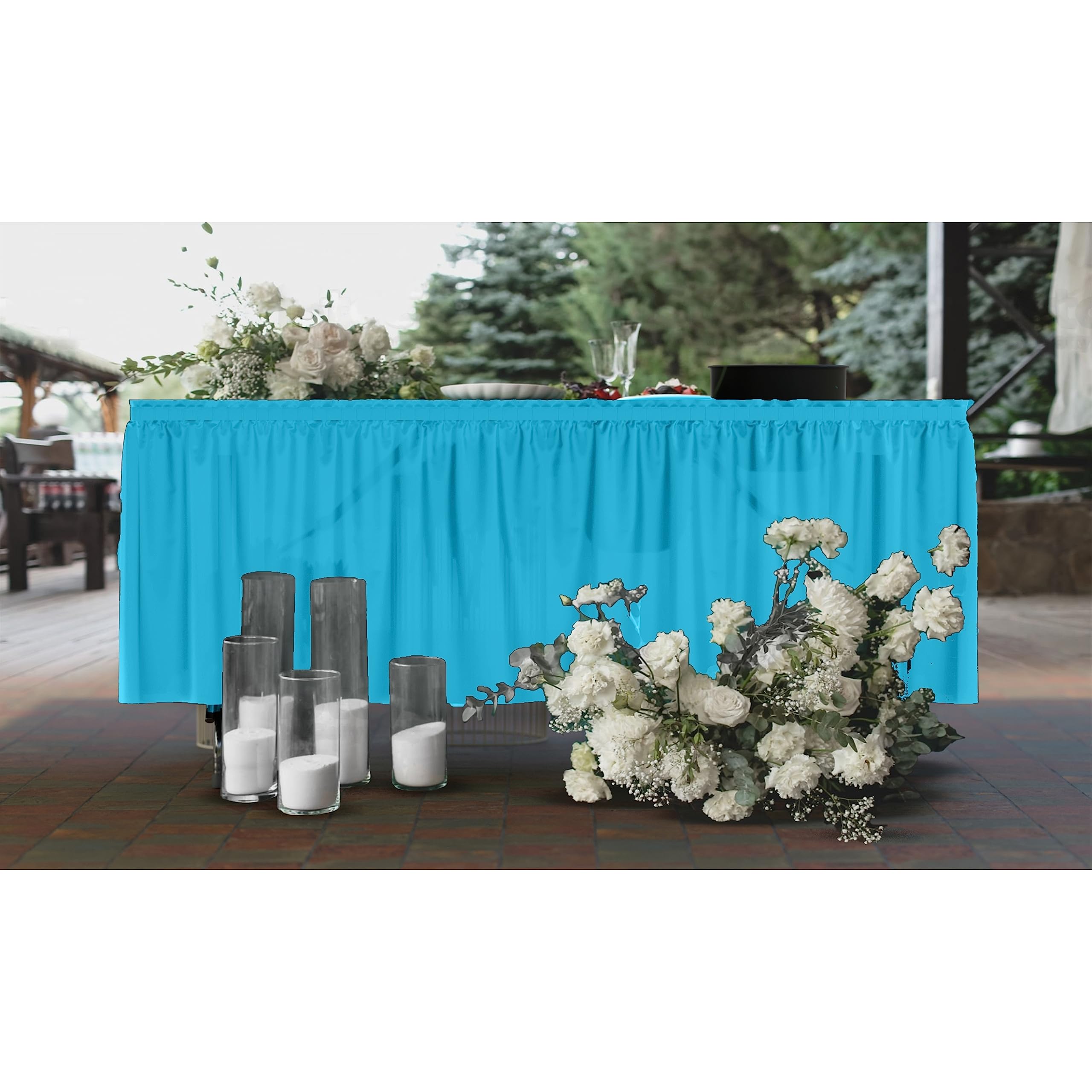 Turquoise Plastic Table Skirt | Case of 48