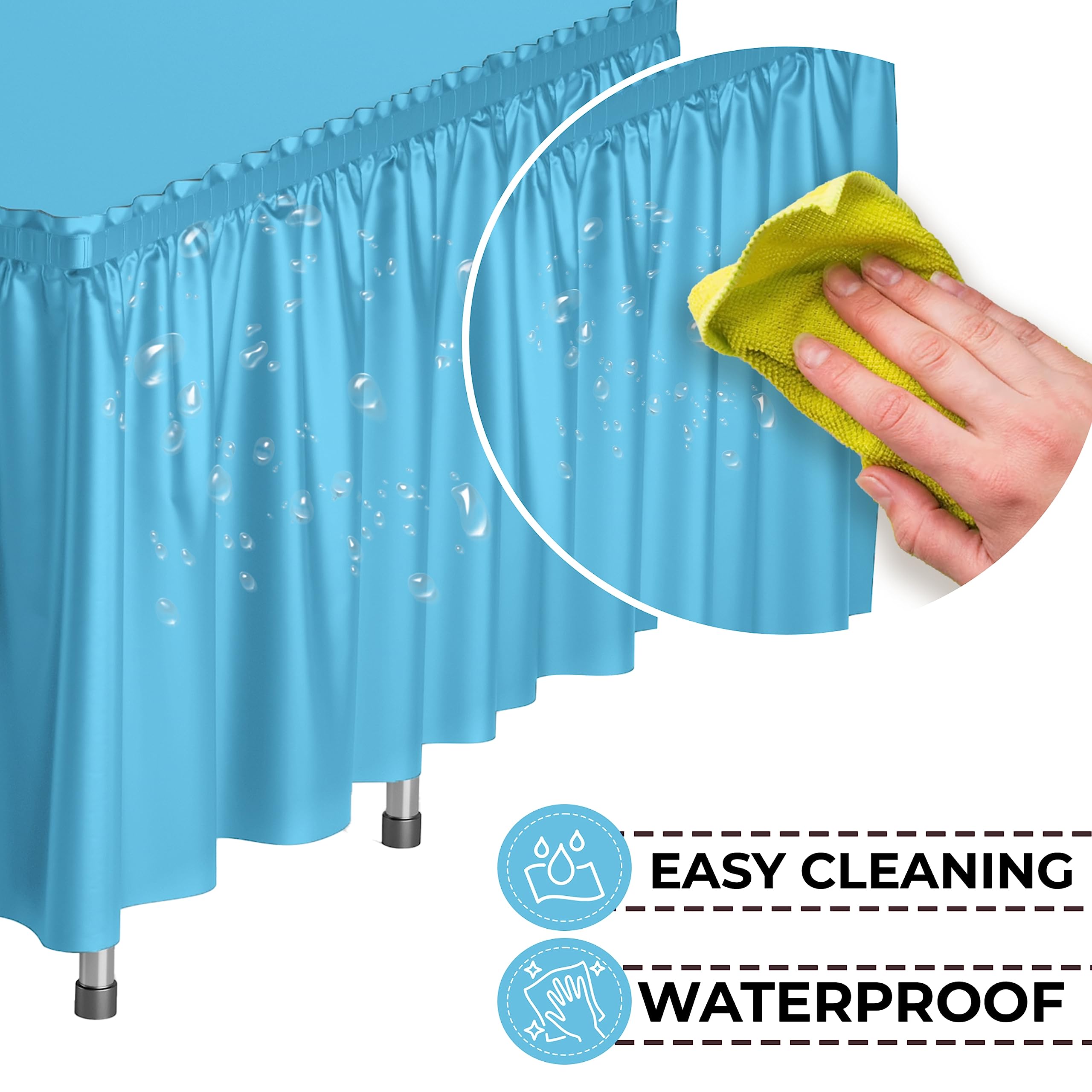 Turquoise Plastic Table Skirt | Case of 48