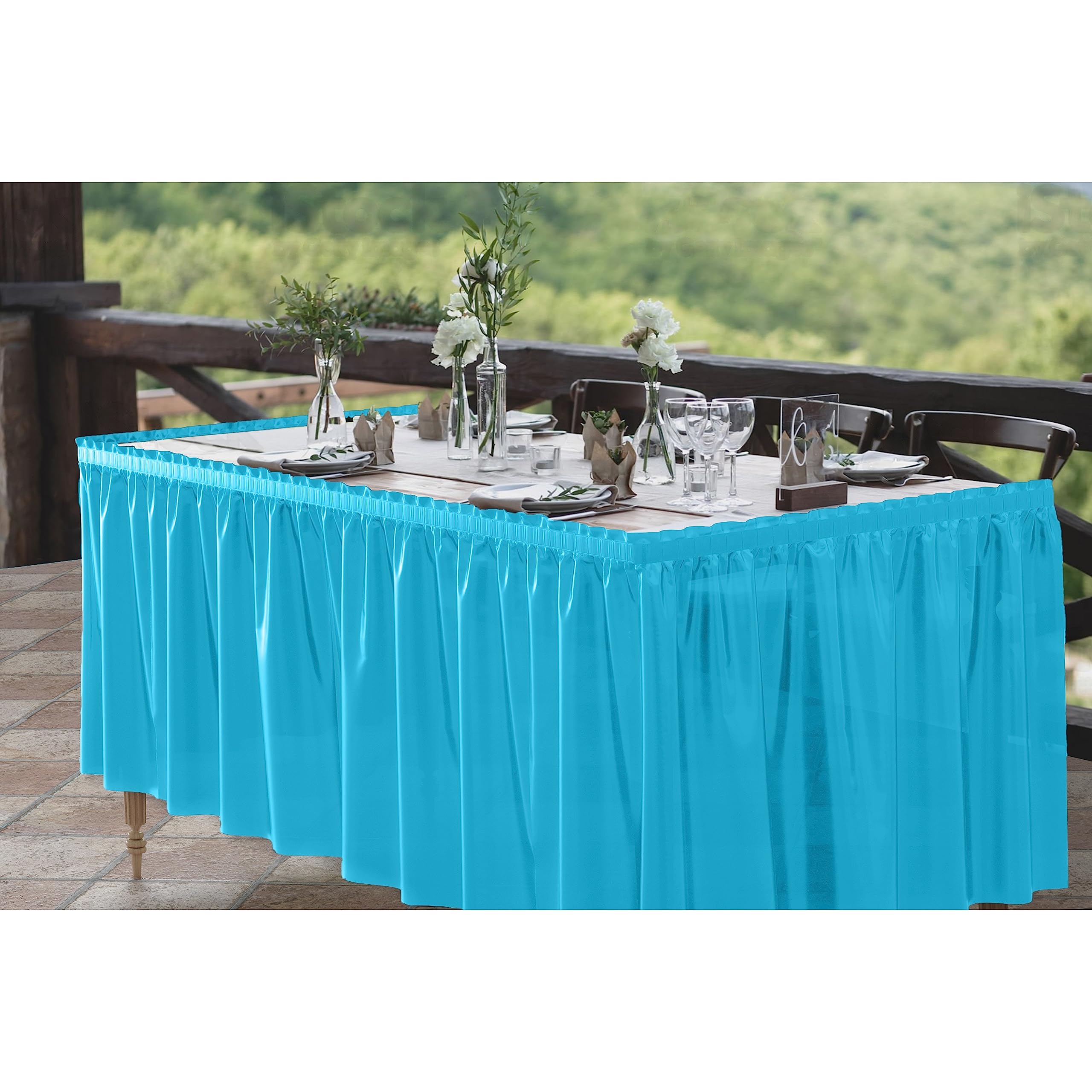 Turquoise Plastic Table Skirt | Case of 48