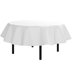 White Flannel Backed Plastic Table Cover 70 In. Round | Case of 36