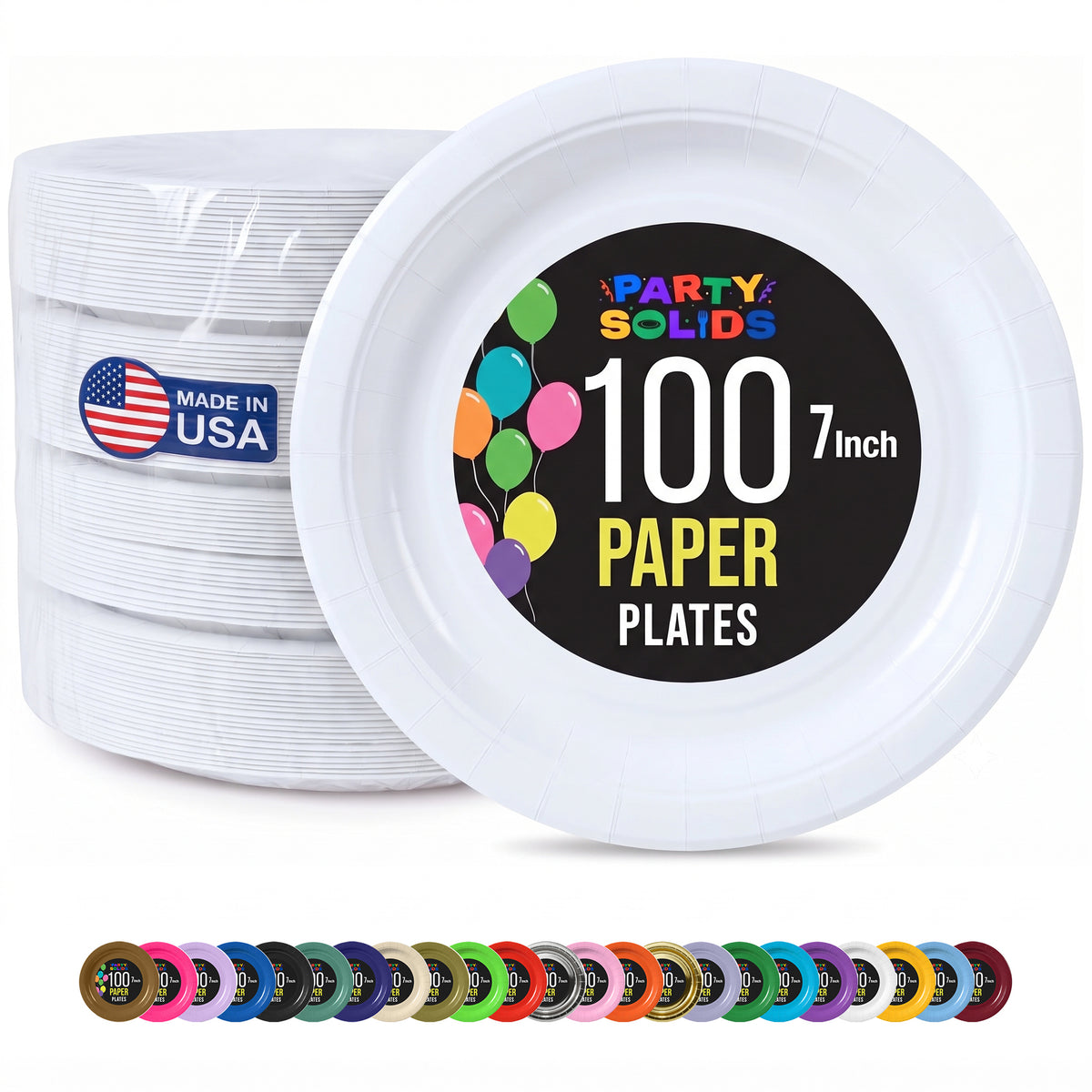 7 in. White Paper Plates | 100 Count