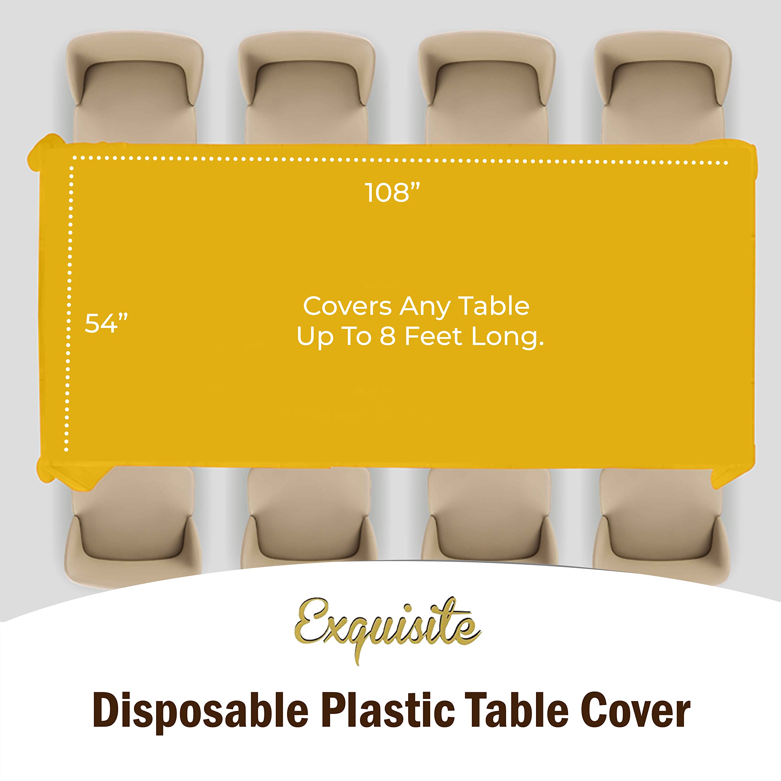 Yellow Plastic Table Covers | 6 Pack - 54 In. x 108 In.