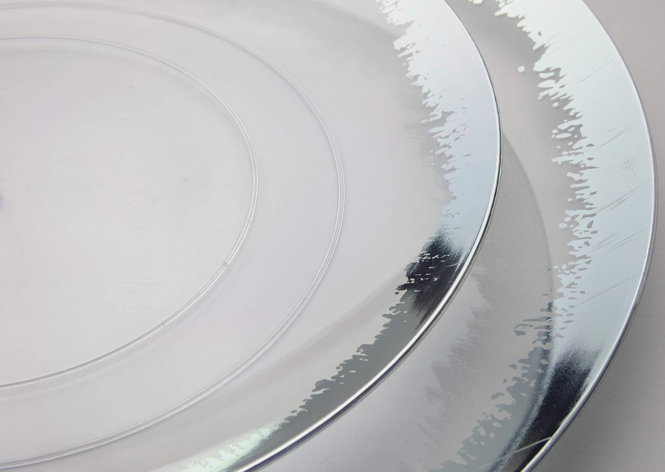 8 In. Silver Scratched Design Plastic Plates | 10 Count
