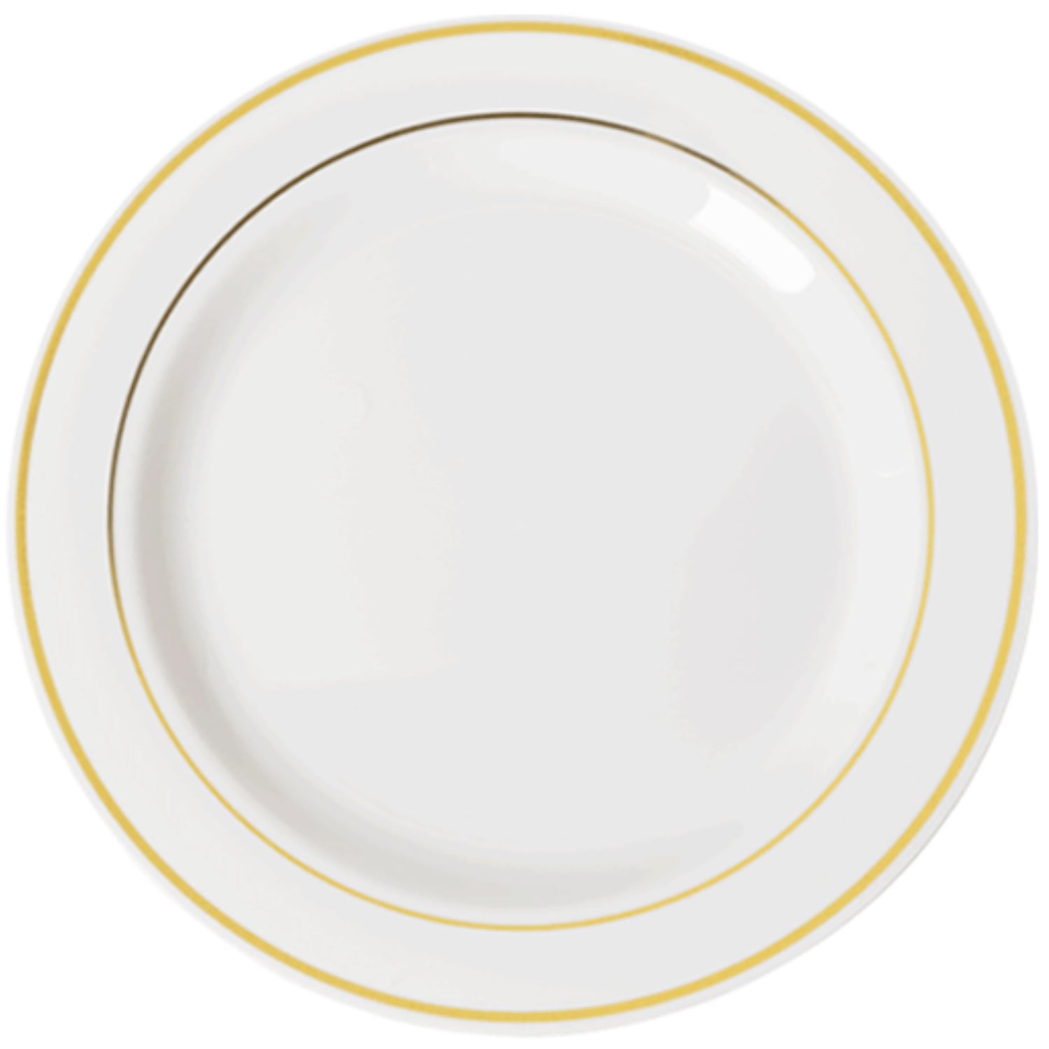 9 In. White/Gold Line Design Plates | 10 Count