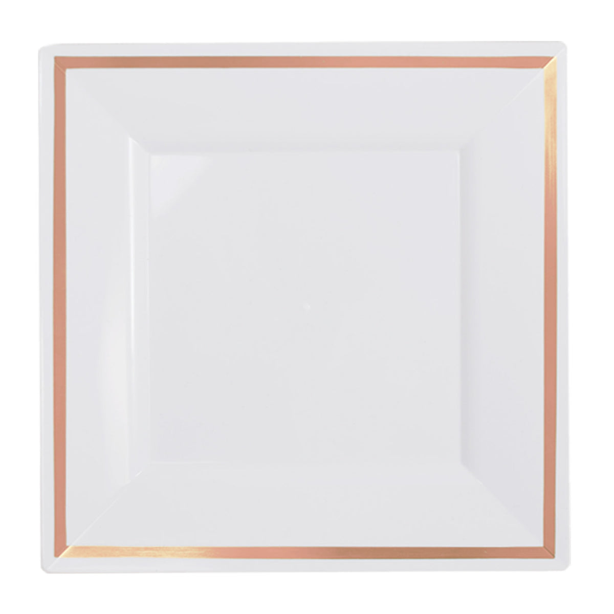 9.5 In. White/Rose Gold Line Square Plates | 10 Count