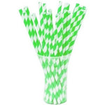 Lime Green Striped Paper Straws - 7.75 in. | 25 Count