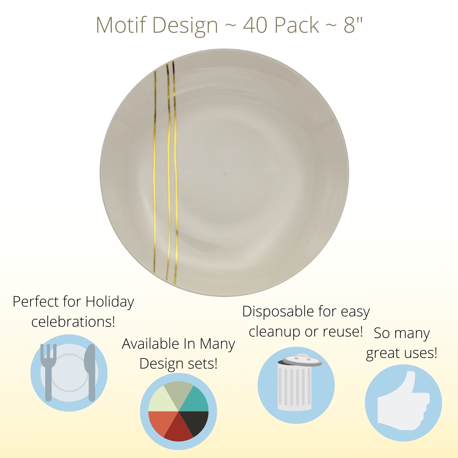 8 In. Motif Design Plastic Plates | 10 Count