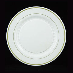 7 In. White/Gold Elegance Plates | 10 Count