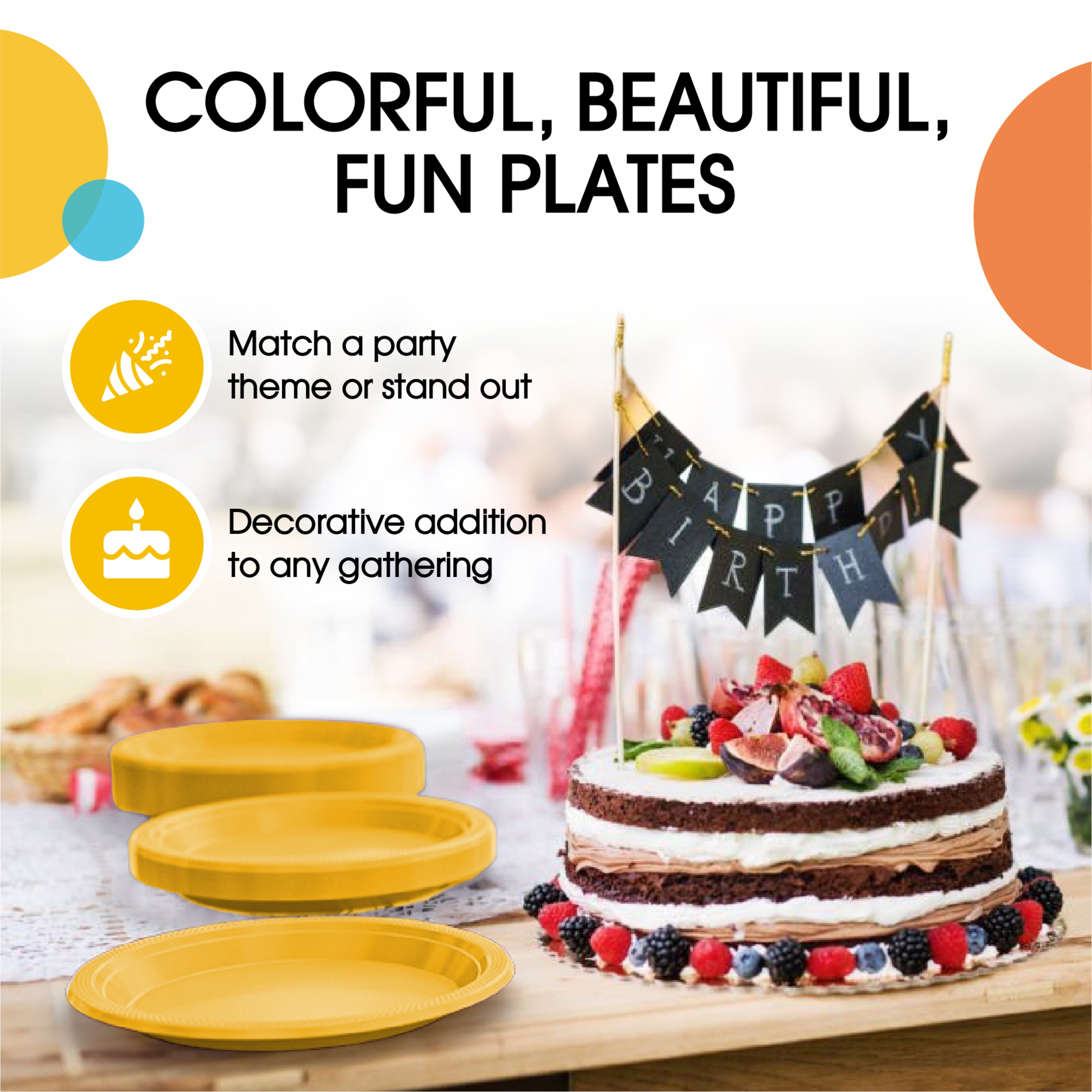 7 In. Yellow Plastic Plates | 50 Count