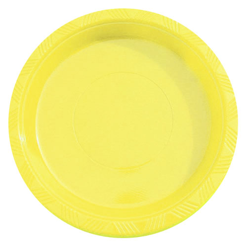 7 In. Light Yellow Plastic Plates | 15 Count