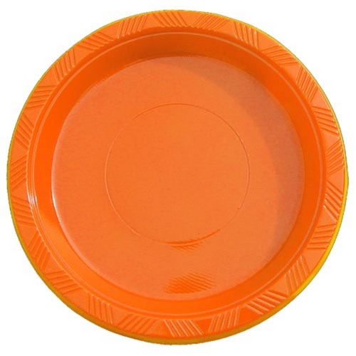 9 In. Orange Plastic Plates | 10 Count