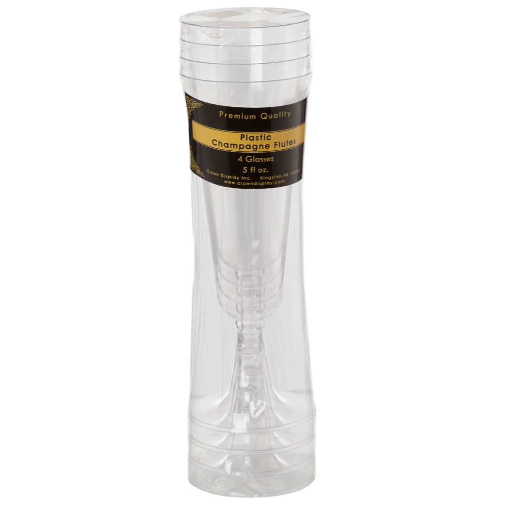 5 Oz. Clear Plastic Flute Glasses | 4 Count
